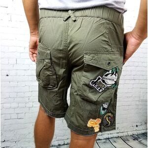 0509 New Just Cavalli Men Khaki Utilitarian Military Cargo Shorts 100% Cotton XS